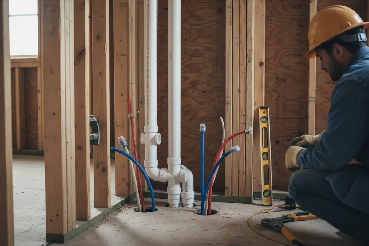 Drain and supply rough-in during Drain Cleaning in Lake City